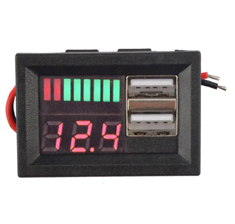 Woltomierz LED ładowarka 2 x USB 5V2A DC12V