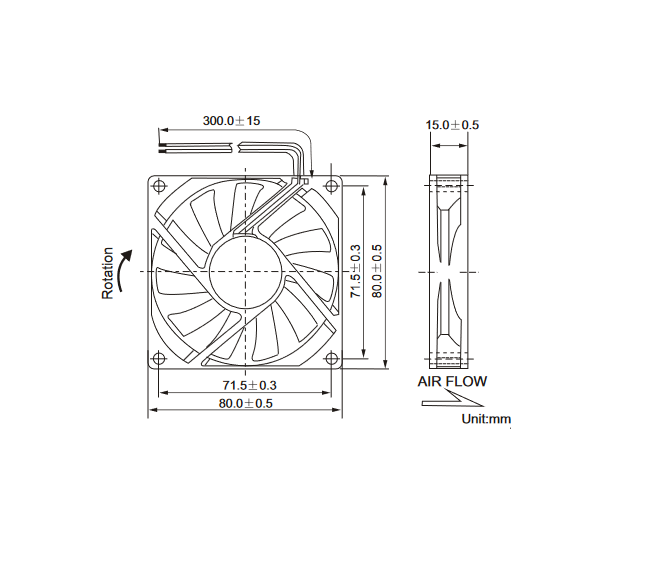 Wentylator 12V 80x80x15 łożysko ślizg 3 przewody