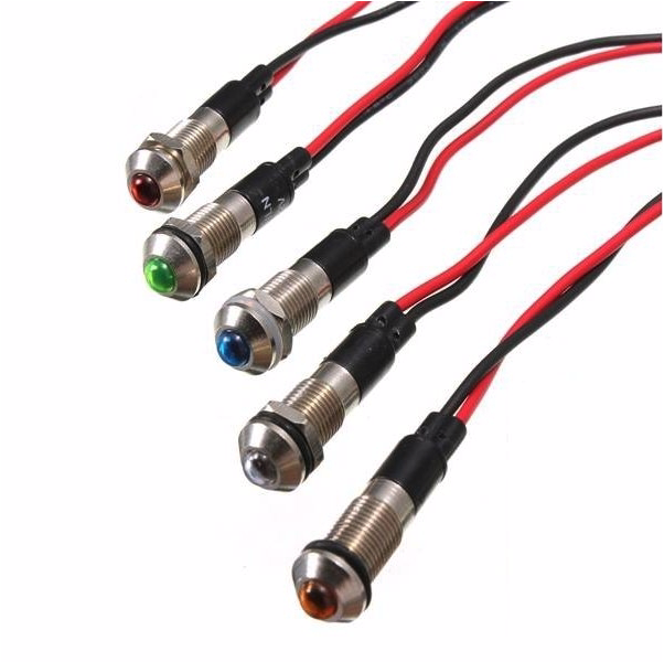Kontrolka LED 5mm 24V DC niebieska oprawka metalowa wypukła
