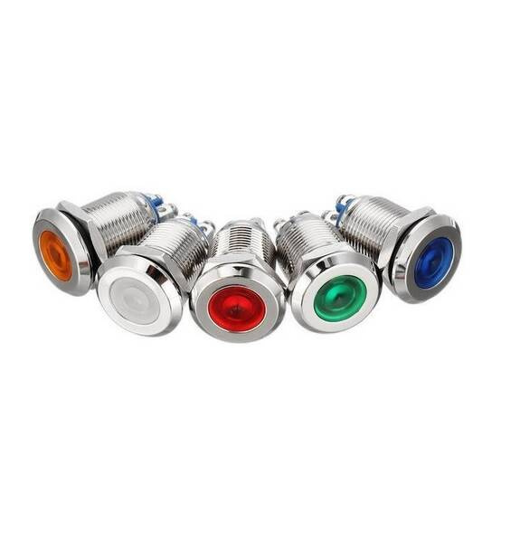 Metalowa kontrolka LED 16mm 24V metalowa zielona