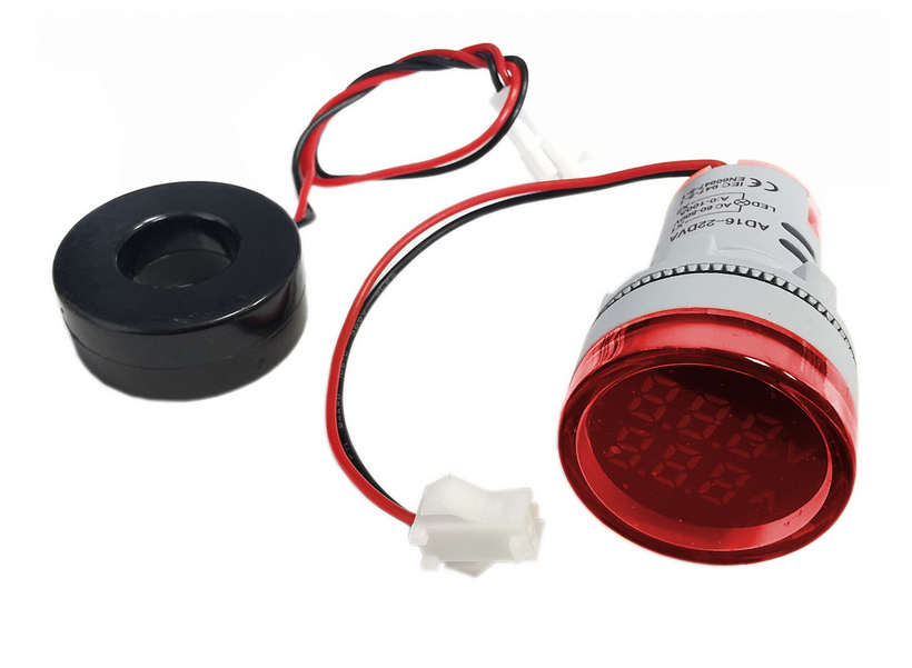 Woltomierz amperomierz LED 28mm 60-500V/100A RED
