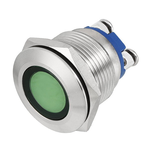 Metalowa kontrolka LED 18mm 12V ZIELONA