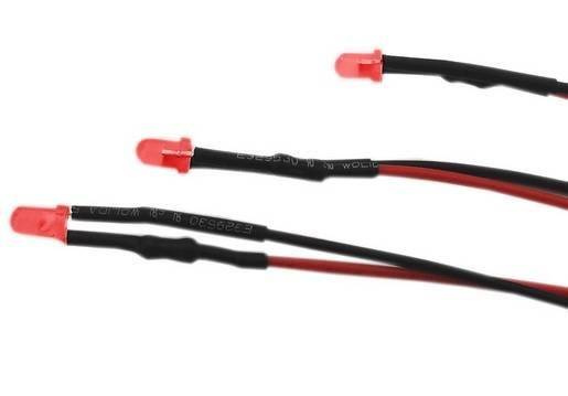 Kontrolka LED 3mm 12V DC czerwona mat przewód 20cm