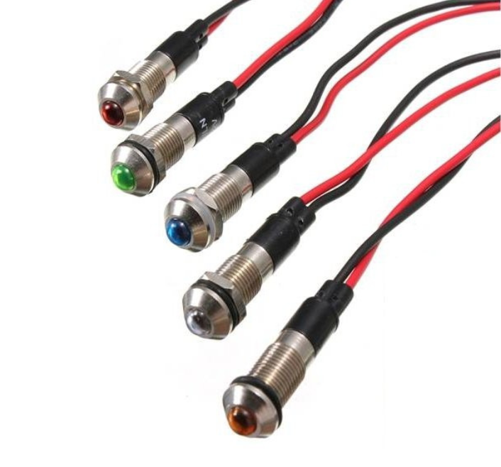 Kontrolka LED 5mm12V DC niebieska metalowa wypukła