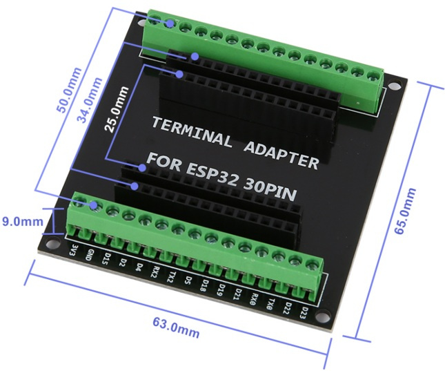 Adapter ESP32 30pin ESP-WROOM-32 WiFi DEVKIT Bluetooth
