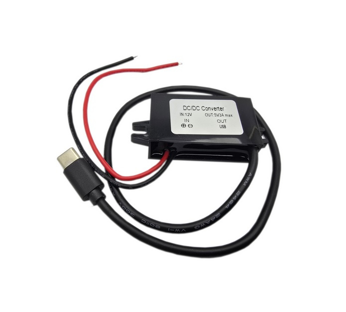 Przetwornica napięcia obniżająca napięcie 12V 5V 3A wtyk USB-C prosty