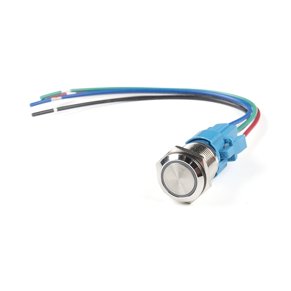 Metal Pushbutton with Wires - Momentary (16mm, Yellow)