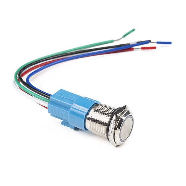 Metal Pushbutton with Wires - Latching (16mm, Red)