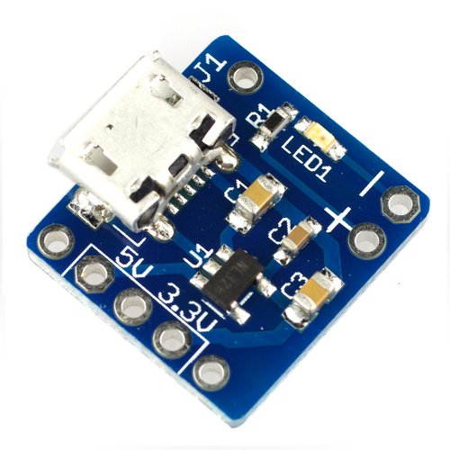 ブレッドボード用5V/3.3V電源ボード Micro-B版