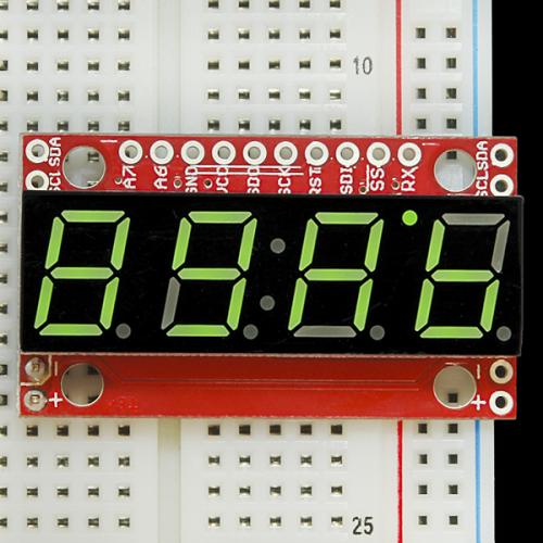 シリアル接続7セグメント4桁LED(緑)--販売終了