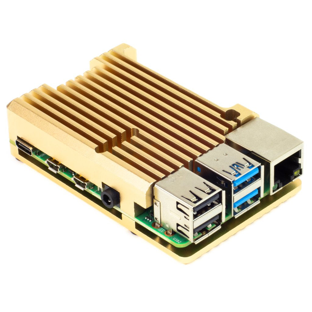 Raspberry Pi 4用アルミヒートシンクケース(ゴールド)--販売終了