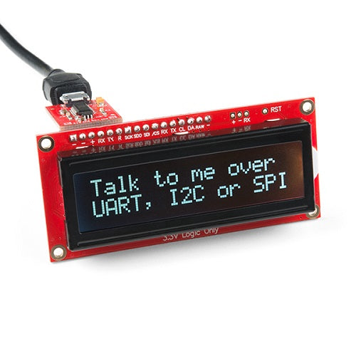 16x2 シリアル接続LCD - RGB文字 黒背景 3.3V--販売終了