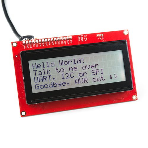 20x4 シリアル接続LCD - 黒文字 RGB背景 3.3V--販売終了