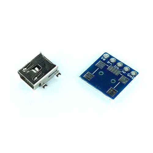 USB mini B ピッチ変換基板 コンパクト(2組セット)