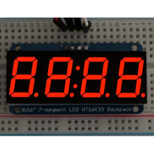 Adafruit I2C通信の7セグメント4桁ディスプレイ (赤色)
