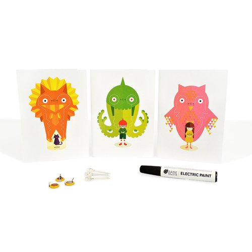 導電インクのキラキラカードセット（Power Animals）--販売終了