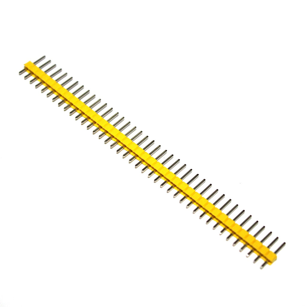 Paquete de 100pz de Tira de 40 Pines tipo Macho Cuadrado Amarillo