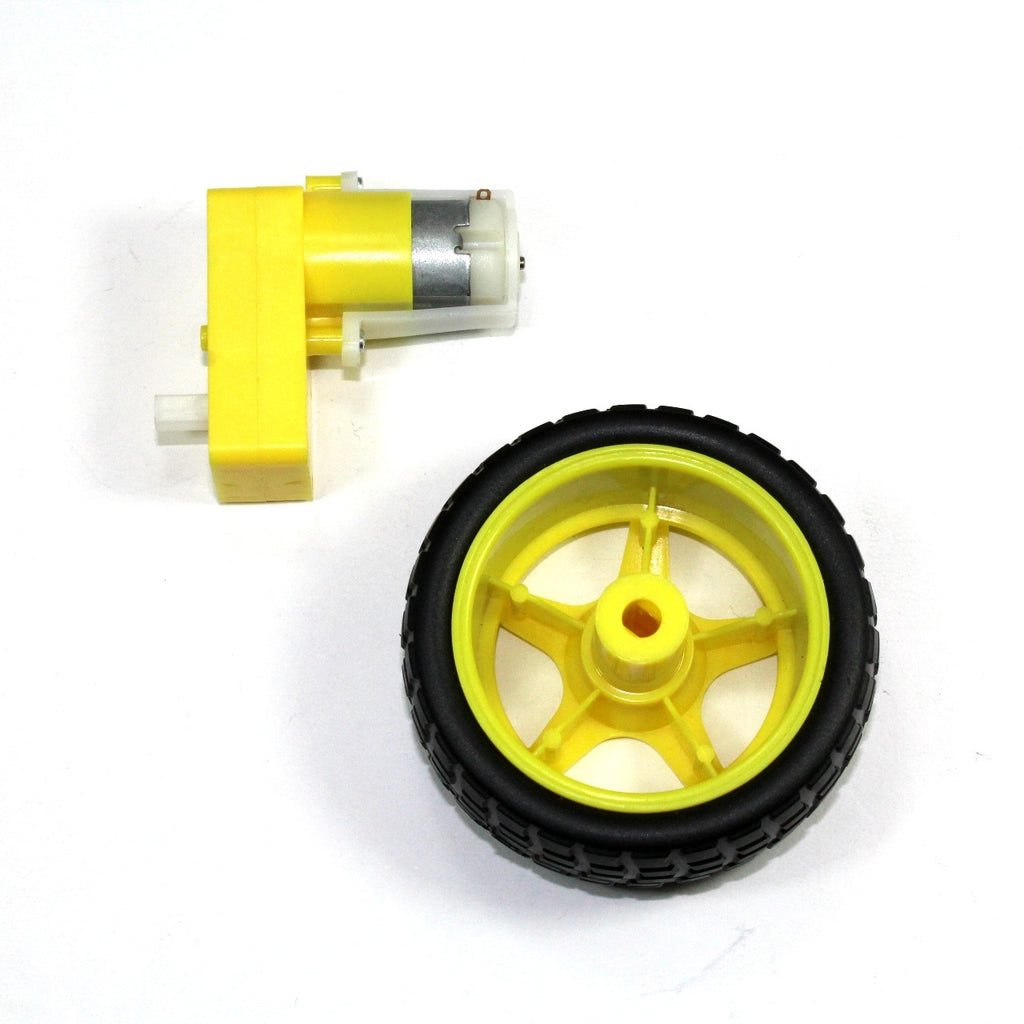 Rueda de plástico con motor CD y motoreductor en L