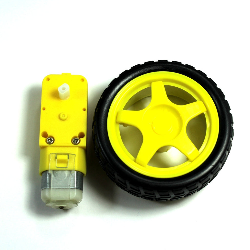 Rueda de plástico con motor CD y motorreductor de 1 eje