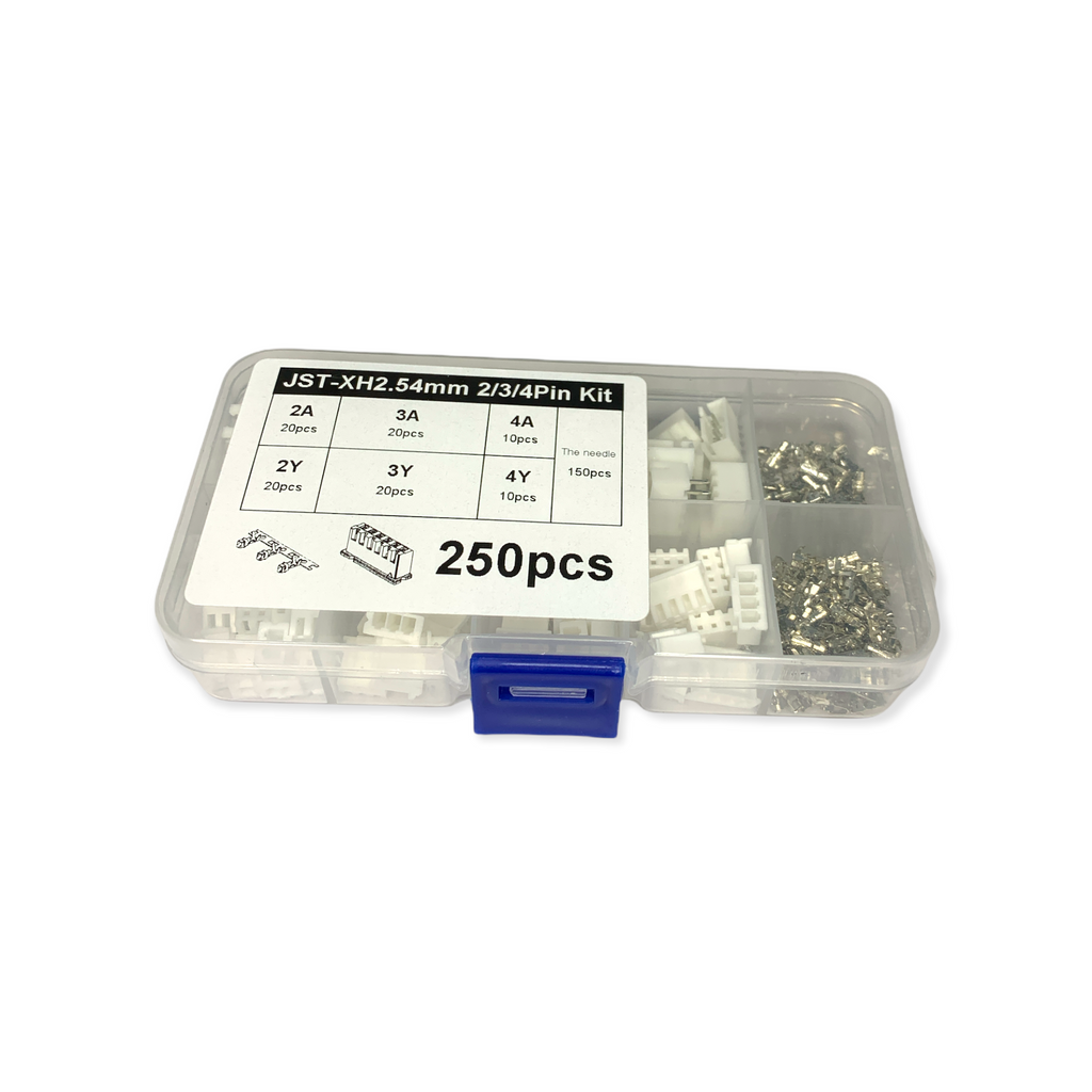 Kit conectores y terminales Jst 2,3 y 4 posiciones 2.54mm 250 piezas