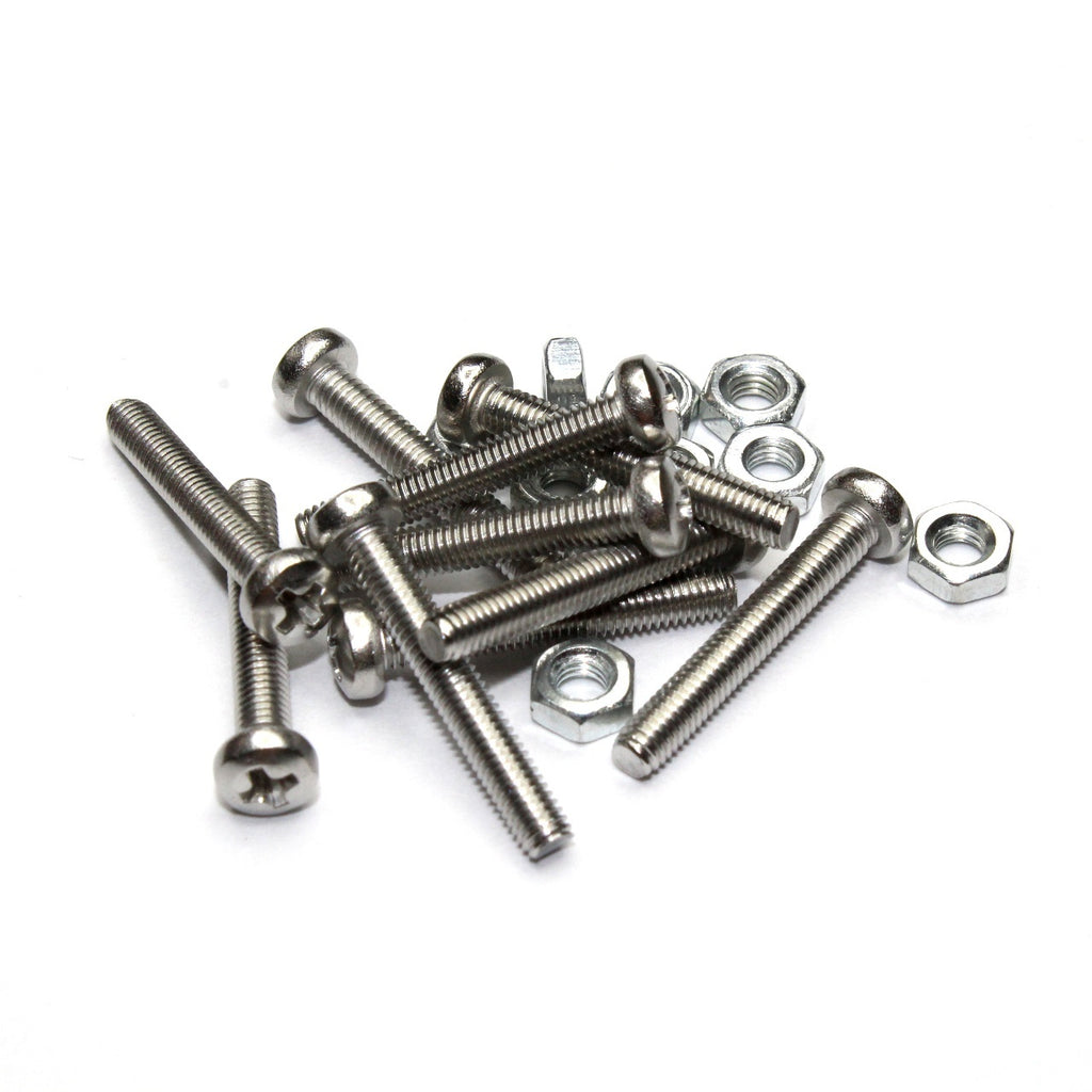 Paquete con 10 tornillos M3 20 mm y 10 tuercas M3