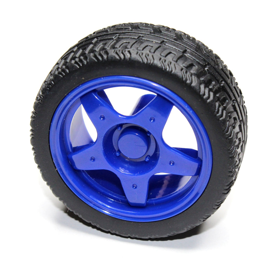 Rueda de plástico Azul de 66 mm para motor con reductor
