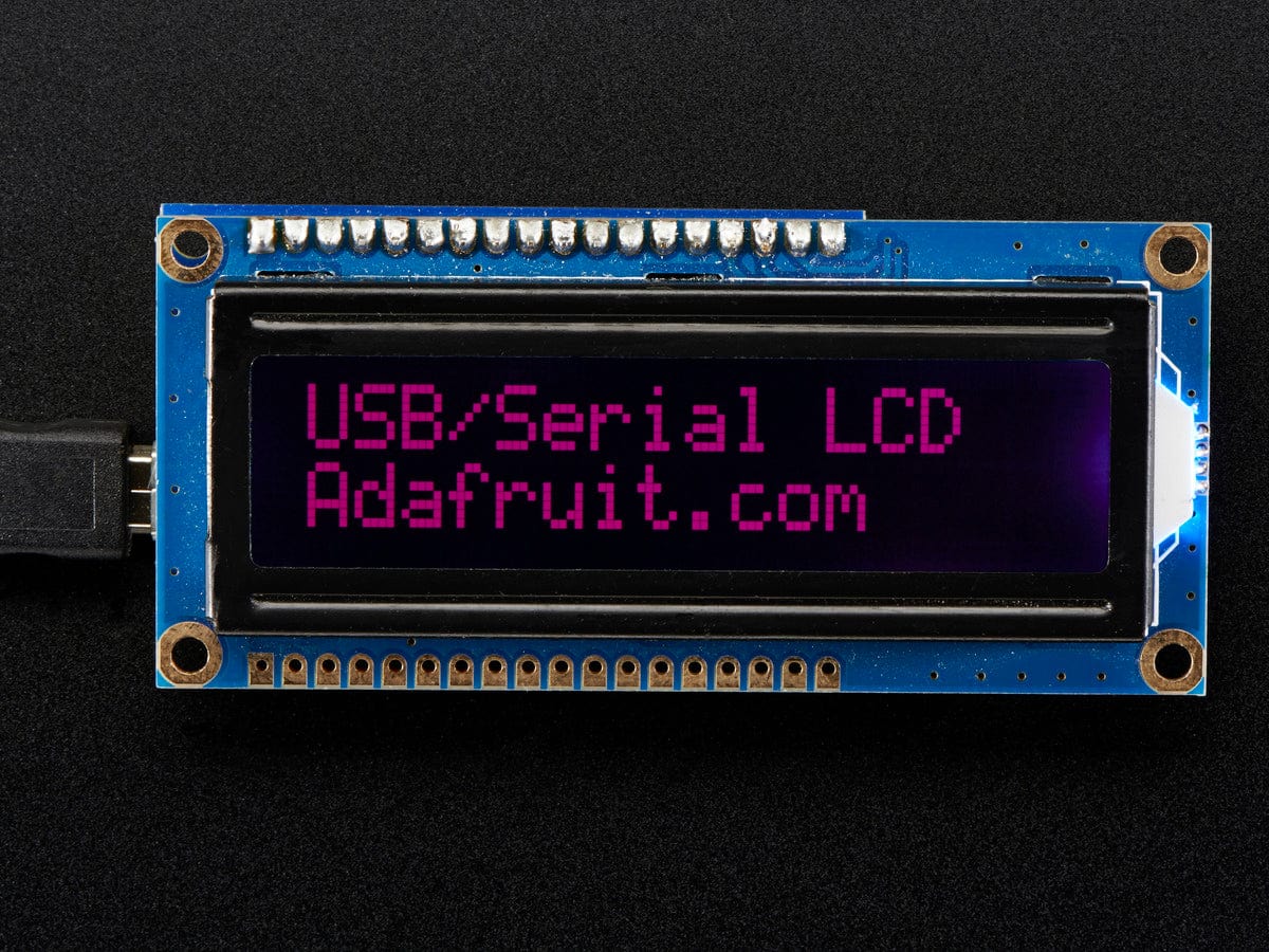 USB + Serial Backpack Kit with 16x2 RGB backlight negative LCD (RGB on Black) [Discontinued]