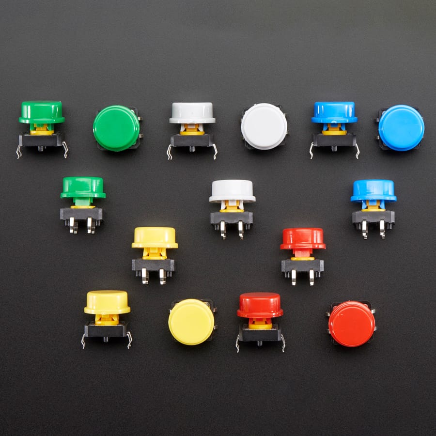 Colourful Round Tactile Button Switch Assortment - 15 pack