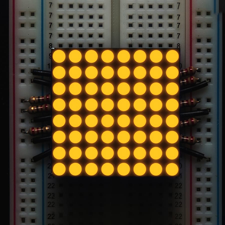 8x8 Ultra Bright Yellow-Orange LED Matrix (KWM-30881CUYB) (Small 1.2")
