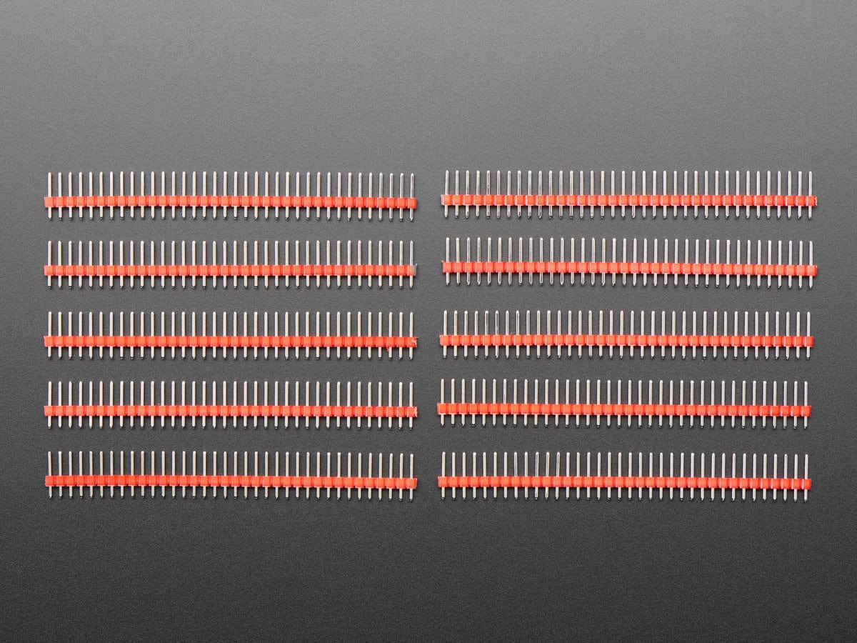 Break-away 0.1" 36-pin strip male header - Red - 10 pack
