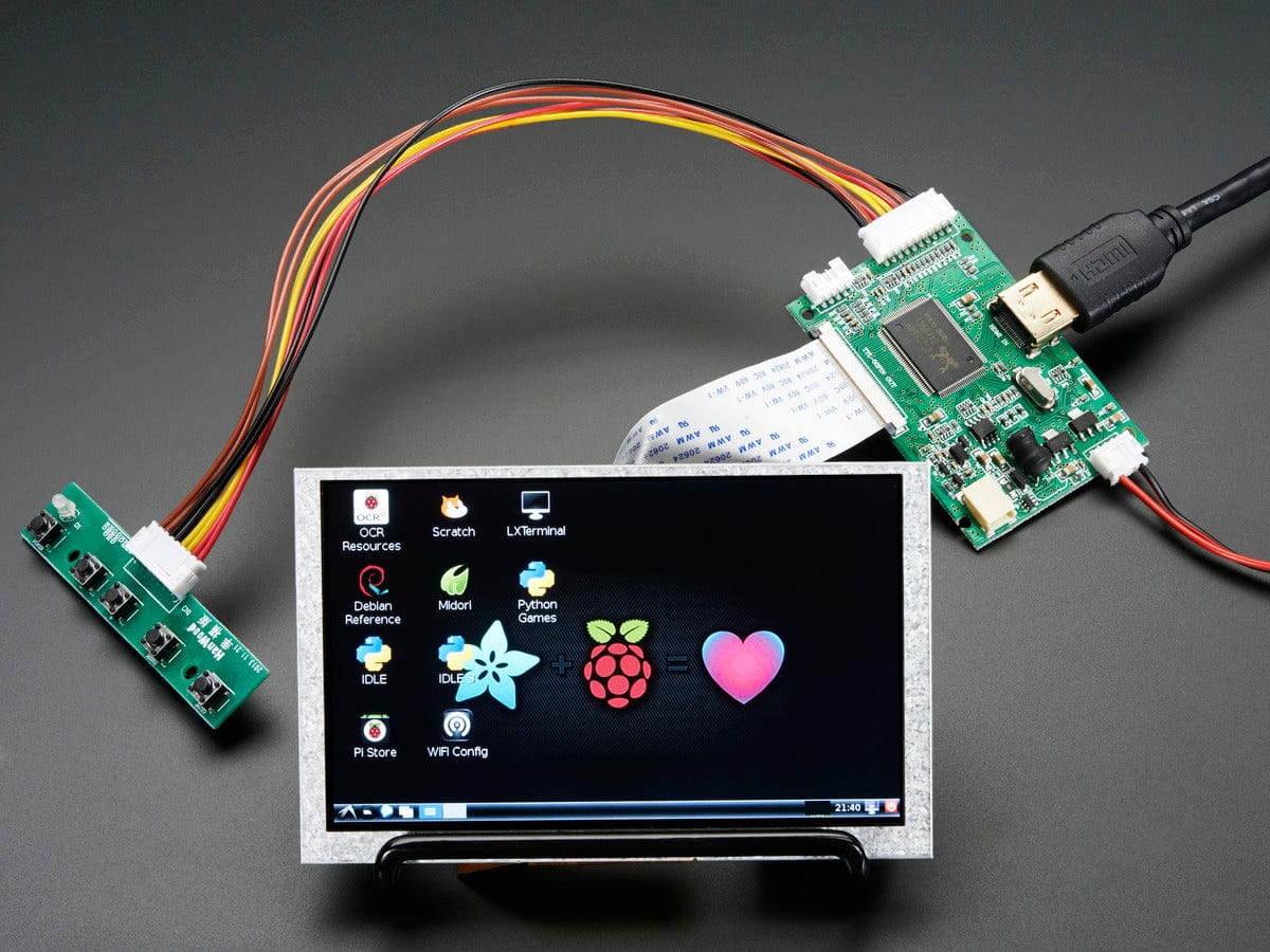 HDMI 4 Pi: 5" Display (no Touch) w/Mini Driver - 800x480 HDMI [Discontinued]
