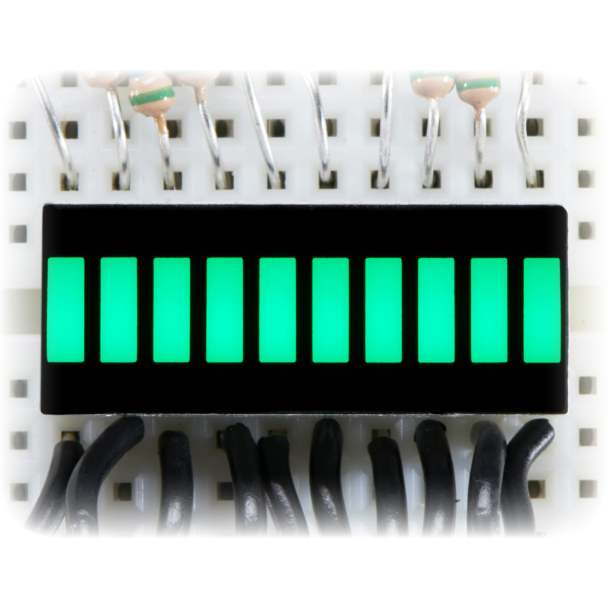 10 Segment Light Bar Graph LED Display - Pure Green (KWL-R1025PGB)