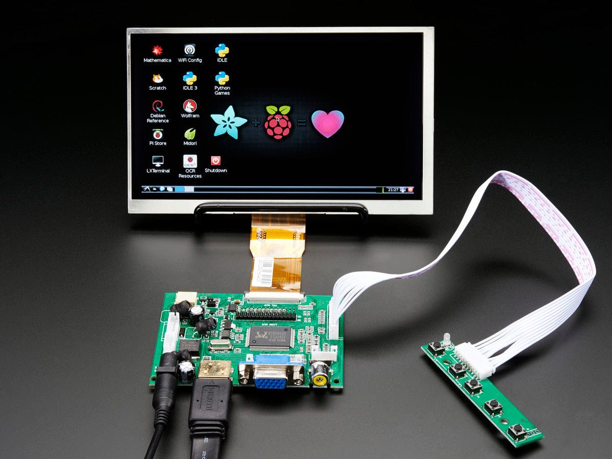 HDMI 4 Pi: 7" Display no Touchscreen 1024x600- HDMI/VGA/NTSC/PAL [Discontinued]