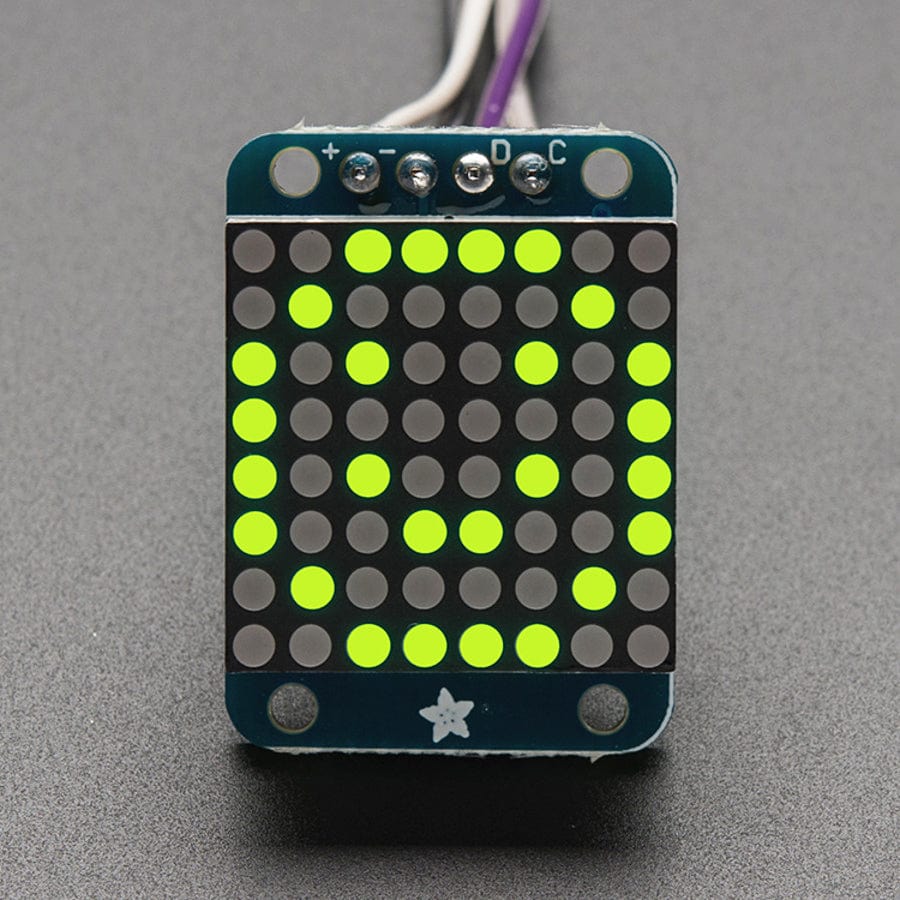 Adafruit Mini 0.8" 8x8 LED Matrix with I2C Backpack - Yellow-Green [Discontinued]