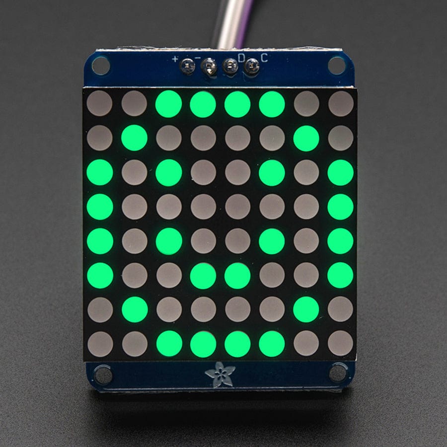 Adafruit Small 1.2" 8x8 LED Matrix with I2C Backpack - Pure Green