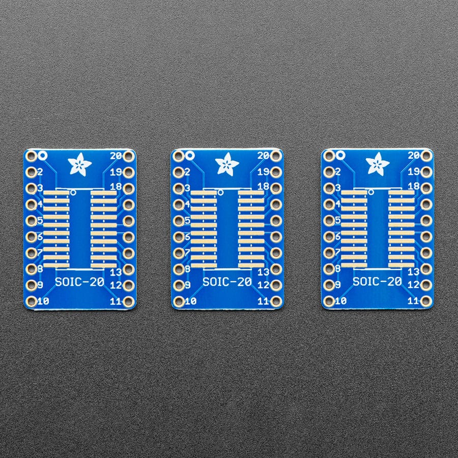 SMT Breakout PCB for SOIC-20 or TSSOP-20 - 3 Pack
