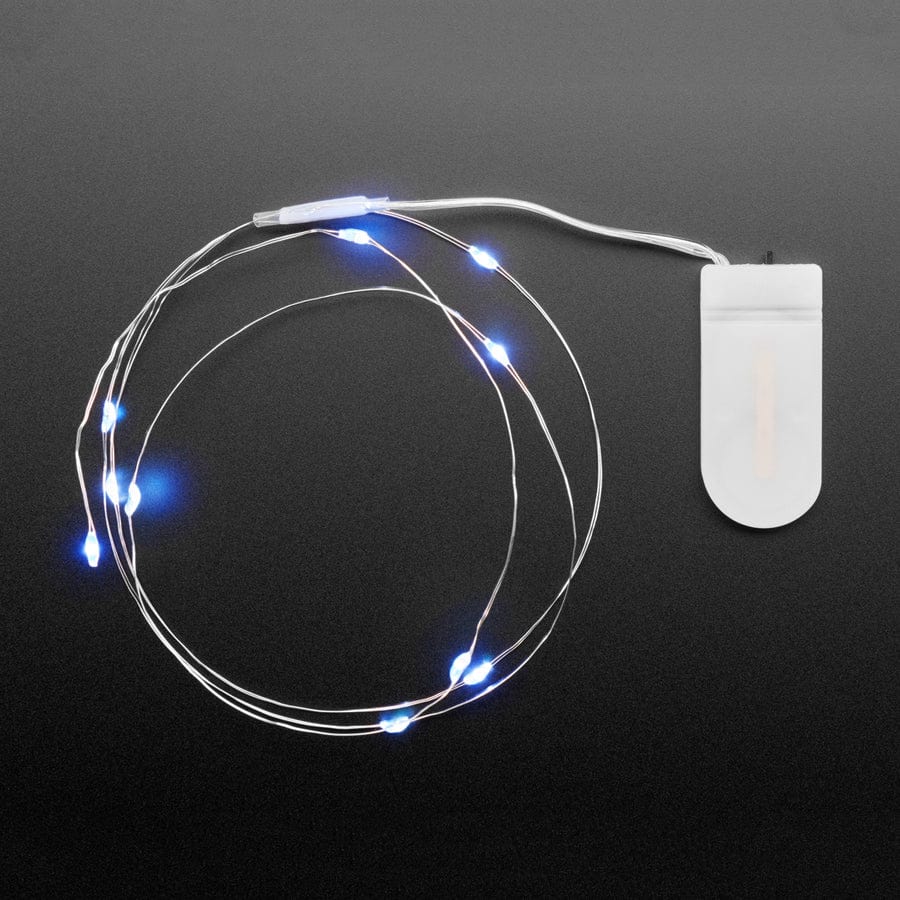 Wire Light LED Strand - 12 Cool White LEDs + Coin Cell Holder [discontinued]