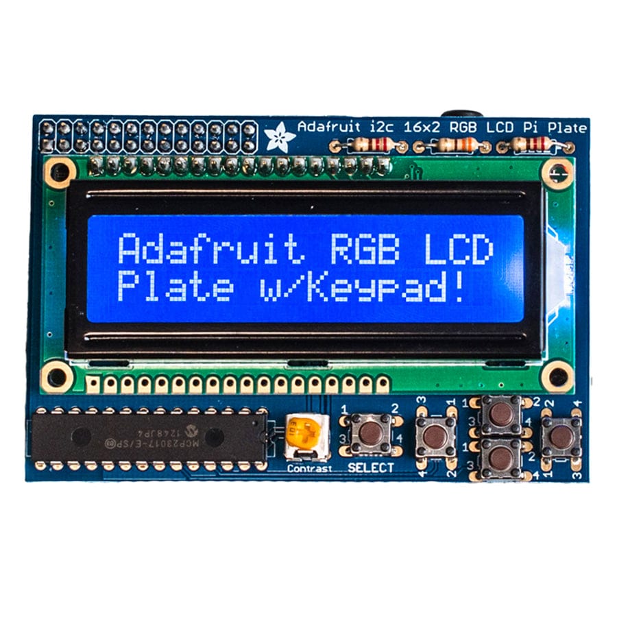 Adafruit Blue&White 16 x 2 LCD+Keypad Kit for Raspberry Pi [Discontinued]