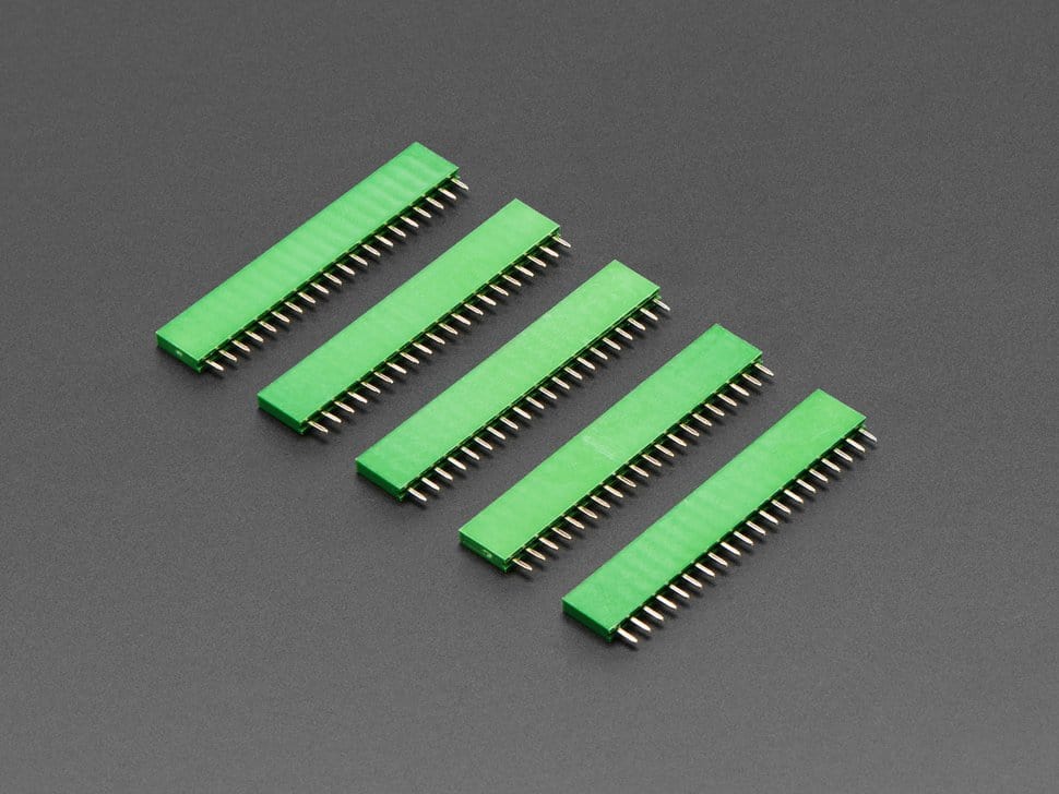 20-pin 0.1" Female Header - Green - 5 pack