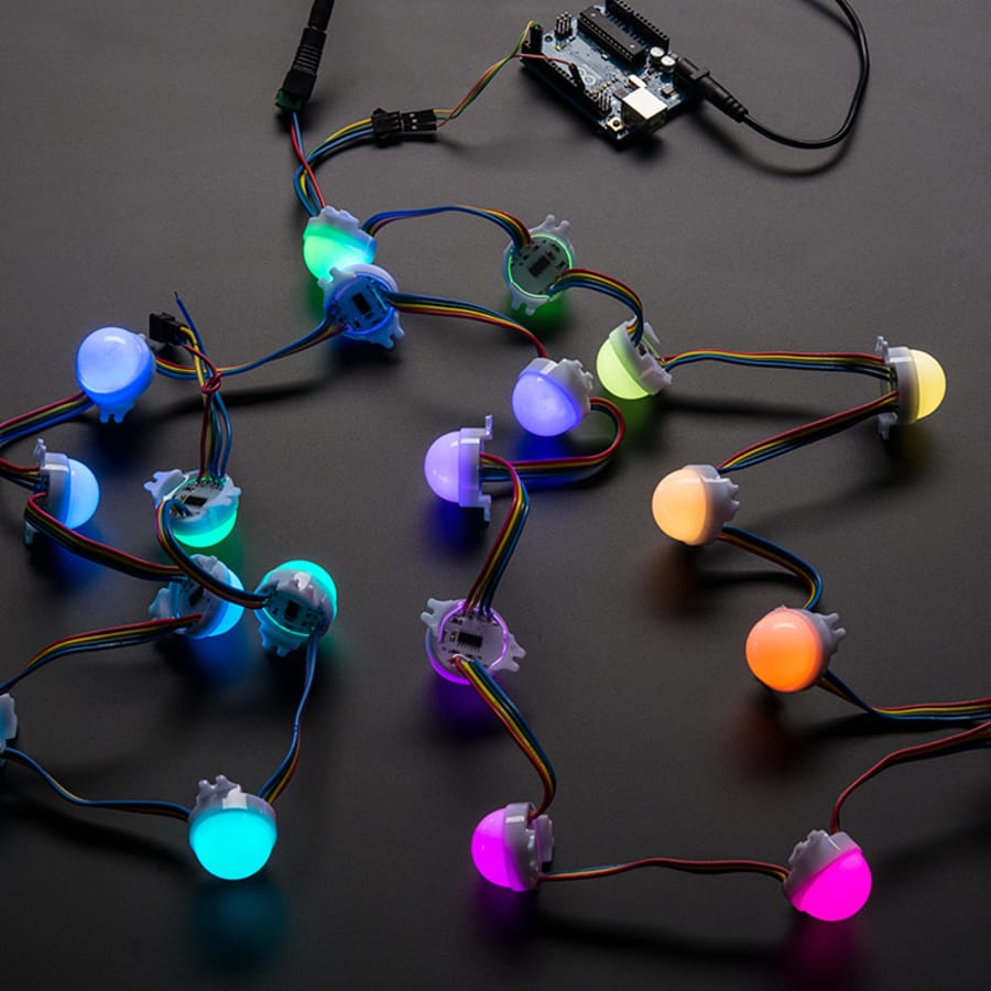 30mm Dots - 12V Digital RGB LED Pixels (Strand of 20) (WS2801)
