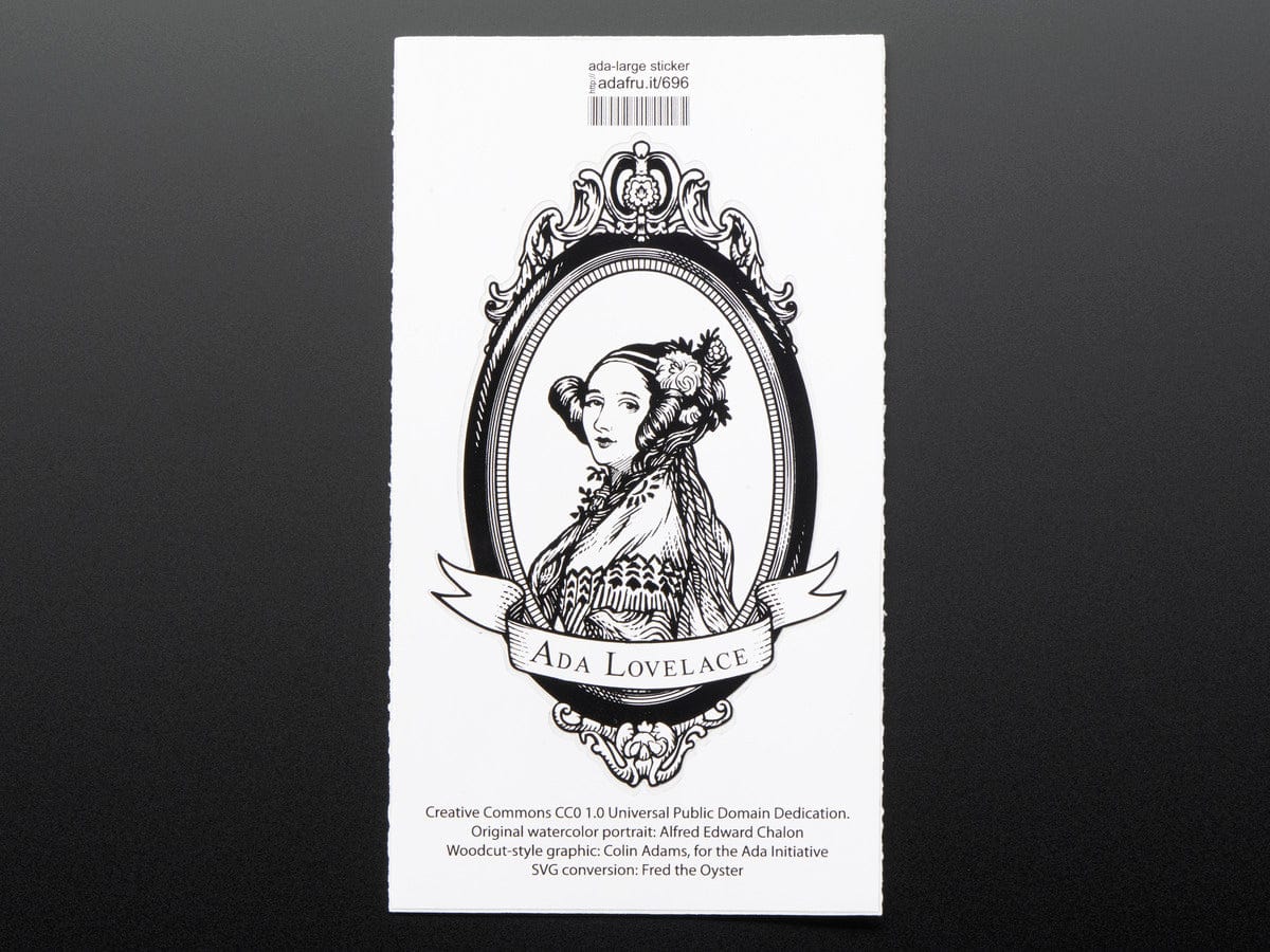 Ada Lovelace, large, oval black and white - Sticker! [Discontinued]