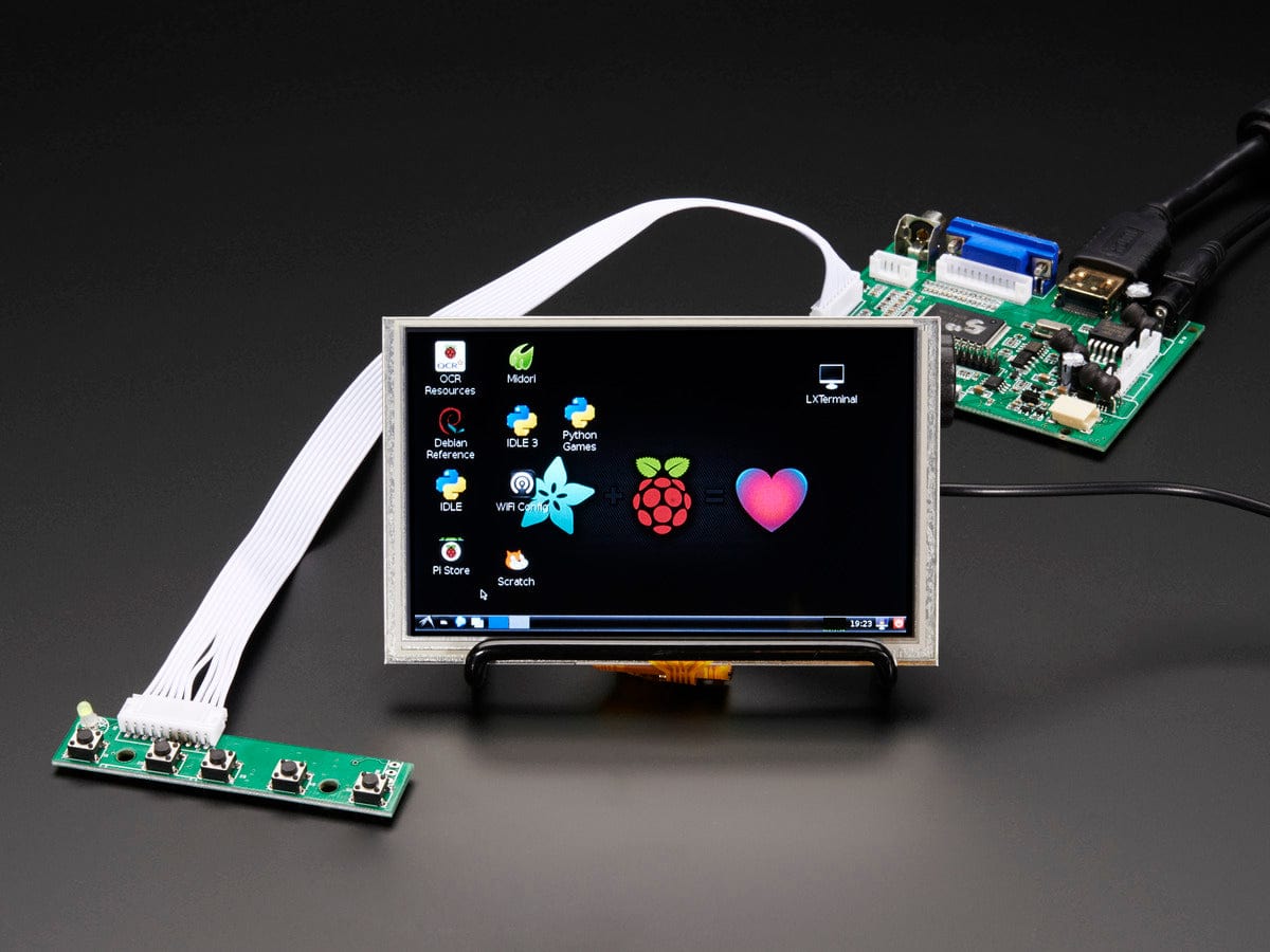 HDMI 4 Pi: 5" Display (w/Touch) 800x480 - HDMI/VGA/NTSC/PAL [Discontinued]