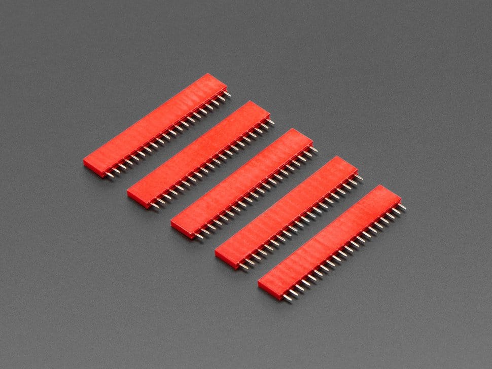 20-pin 0.1" Female Header - Red - 5 pack