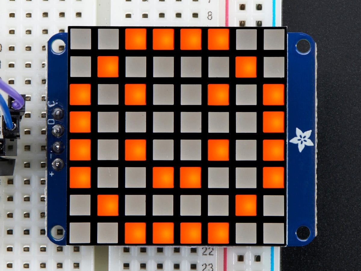 Small 1.2" 8x8 Ultra Bright Square Amber LED Matrix + Backpack [Discontinued]