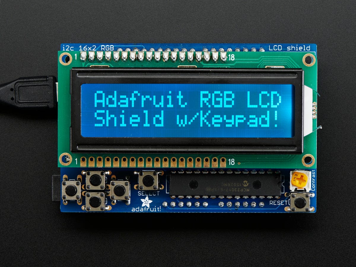 RGB LCD Shield Kit w/ 16x2 Character Display (Negative Display)