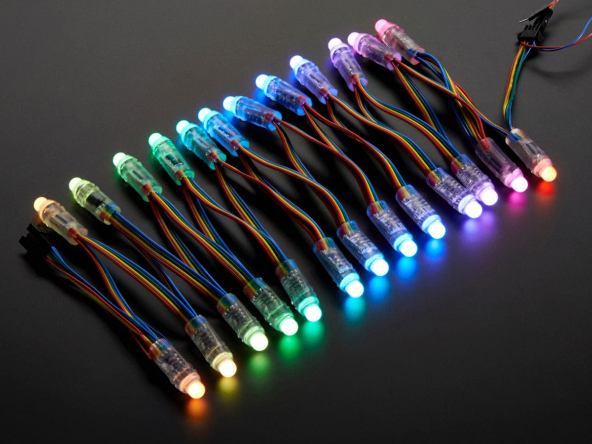 12mm Diffused Thin Digital RGB LED Pixels (Strand of 25) (WS2801) [Discontinued]