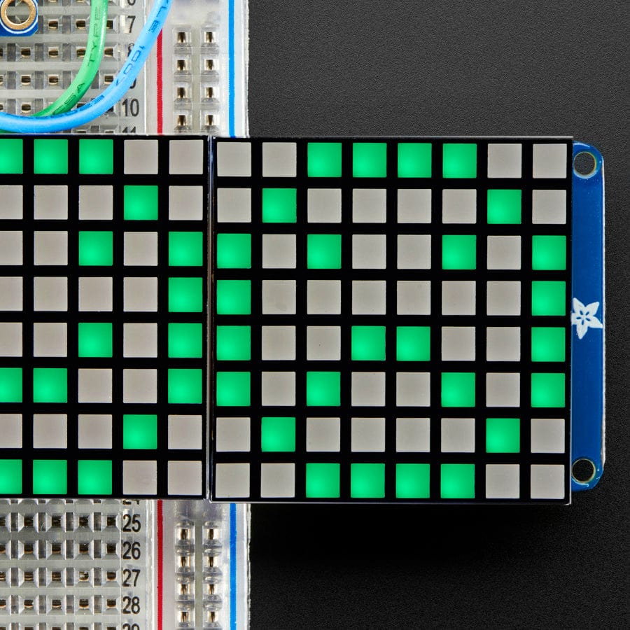 16 x 8 1.2" LED Matrix + Backpack - Ultra Bright Square Green LEDs