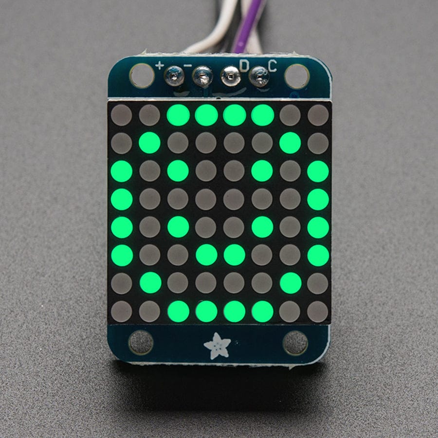 Adafruit Mini 0.8" 8x8 LED Matrix with I2C Backpack - Pure Green