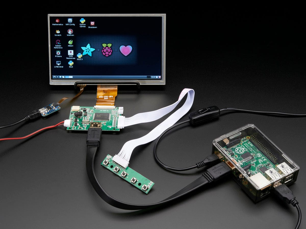 HDMI 4 Pi: 7" Display w/Touchscreen 1024x600 w/ Mini Driver [Discontinued]