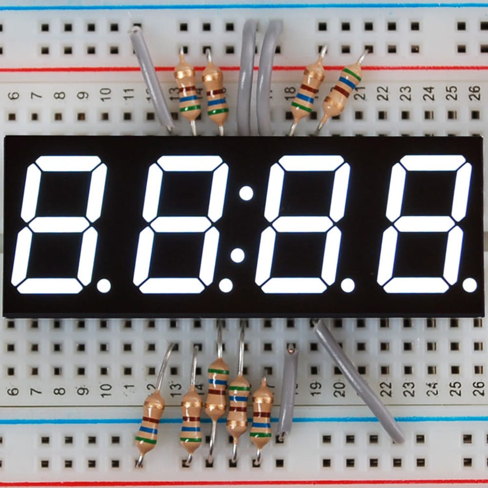 White 7-segment clock display - 0.56" digit height